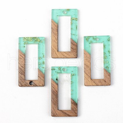 Transparent Resin & Walnut Wood Pendants RESI-S389-057B-B02-1