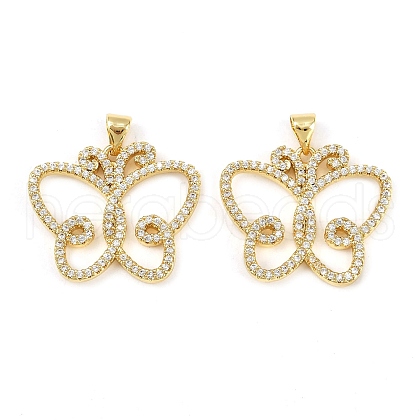 Brass Micro Pave Cubic Zirconia Pendants KK-S526-54G-1