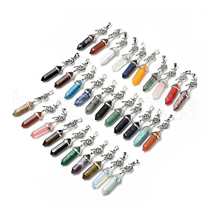 Natural & Synthetic Gemstone Double Terminated Pointed Big Pendants G-J393-EP-1