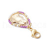 Easter Teadrop Glass Seed Beaded & Alloy Enamel Rabbit Pendant Decorations HJEW-MZ00187-04-4