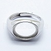 Anti-Tarnish Rhodium Plated 925 Sterling Silver Finger Ring Components STER-G027-11P-1