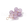 4Pcs 4 Styles Natural Amethyst & Agate & Green Aventurine & Lapis Lazuli Faceted Round Beaded Flower Pendants PALLOY-TA00256-5