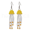 Glass Seed Beaded with Acrylic Beads & Glass Pearl Round Bead Jellyfish Dangle Earrings EJEW-MZ00435-01-2