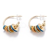 Brass Enamel Half Hoop Earrings EJEW-P187-P01-2