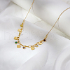 Light Luxury Stainless Steel Pave Colorful Cubic Zirconia Heart Tassel Bib Necklaces for Women Daily Wear GN8905-2-6