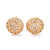 Brass Micro Pave Clear Cubic Zirconia Stud Earrings EJEW-K300-18G-4