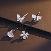4Pcs Elegant S925 Sterling Silver Flower & Butterfly & Maple Leaf & Bowknot Stud Earrings KP6101-2-2