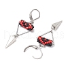 Triangle with Eye Brass Glass Seed Beaded Leverback Earrings EJEW-MZ00452-02-4