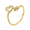 Brass Micro Pave Clear Cubic Zirconia Cuff Rings for Women RJEW-H247-01G-4