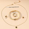 Flat Round Roman Numerals 304 Stainless Steel with Acetic Acid Pendant Necklace & Stud Earrings & Bangles & Rings FS-WGD711C-05-2