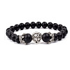 Natural Frosted Stone Round Beads Stretch Bracelets QM6104-12-1