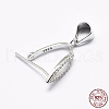 Anti-Tarnish Rhodium Plated 925 Sterling Silver Micro Pave Cubic Zirconia Pendant Bails STER-E053-11P-3