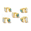 Half Round Natural Pearl & Amazonite Nugget Open Cuff Ring RJEW-F125-01G-1