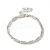 Clear Cubic Zirconia Column Link Chain Bracelet BJEW-E073-01P-3