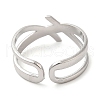 304 Stainless Steel Hollow Open Cuff Ring for Women RJEW-I098-18P-3