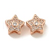 Rack Plating Brass Micro Pave Clear Cubic Zirconia Beads KK-A220-04RG-1