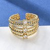Rack Plating Real 18K Gold Plated Brass Multi Lines Open Cuff Rings RJEW-B048-08G-1