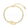 Love Heart 304 Stainless Steel Link Double Layer Anklets for Women FS-WG3305C-01-5