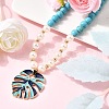 2Pcs Leaf Alloy Enamel Pendant Necklaces for Women NJEW-JN05349-3