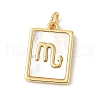 Brass Pave Natural White Shell Pendants KK-S522-09G-K-1