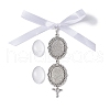 Tibetan Style Alloy & Glass Oval Photo Bouquet Hanging Ornaments HJEW-JM01353-01-1
