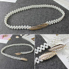 Leaf Alloy with Plastic Pearl Round Beaded Waist Beads FS-WG59949-01-3