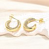 Brass Micro Pave Clear Cubic Zirconia Stud Earrings for Women EJEW-U056-04B-G-2