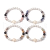 8mm Round Gemstone & Shell Pearl Beaded Stretch Bracelets BJEW-JB10317-1