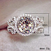 Flat Round Brass Micro Pave Clear Cubic Zirconia Finger Rings for Women FS-WG22049-03-4