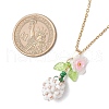 Glass Seed Beaded & Imitation Pearl Flower Pendant 304 Stainless Steel Cable Chain Necklaces for Women NJEW-MZ00115-04-3