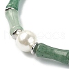 2Pcs 2 Style Natural Green Aventurine Bamboo & Shell Pearl Beaded Stretch Bracelets Set BJEW-TA00309-3