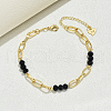 Simple Fashion Rondelle Glass & Iron Paperclip Chain Anklets for Women UC1823-2-3