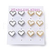 6 Pair 2 Color Heart Natural Shell Stud Earrings EJEW-A024-10-1