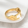 304 Stainless Steel Rock & Roll Hand Gesture Cuff Rings for Women Men RJEW-B118-02G-3