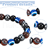 FIBLOOM 4Pcs 4 Colors Evil Eye Dyed Natural Tiger Eye & Black Agate Round Beaded Stretch Bracelets Set BJEW-FI0001-44-3