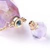 Natural Amethyst Openable Perfume Bottle Pendant Necklaces NJEW-G325-01G-5