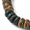 Natural Lava Rock & Coconut Disc Beaded Stretch Bracelet BJEW-JB09805-3