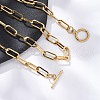 Unisex PVD Vacuum Plating 304 Stainless Steel Paperclip Chain Necklaces NJEW-H215-02G-3