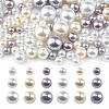 GOMAKERER 222Pcs 9 Styles ABS Plastic Imitation Pearl Round Beads KY-GO0001-03-1
