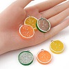 6Pcs 3 Colors Flat Round Resin Fruit Pendants RESI-YW0001-44-3
