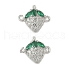 Brass Pave Green & Clear Cubic Zirconia Fruit Connector Charms KK-Z109-01P-03-1