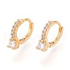 Brass Micro Pave Cubic Zirconia Hoop Earring Finding KK-N261-27G-1