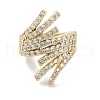 Rack Plating Brass Micro Pave Cubic Zirconia Cuff Rings RJEW-D025-20G-2