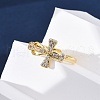Brass Micro Pave Clear Cubic Zirconia Cuff Rings for Women RJEW-U047-08G-3