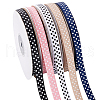   6 Rolls 6 Colors Polyester Polka Dot Print Grosgrain Ribbon OCOR-PH0004-28-1