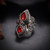Teardrop & Oval Bohemian Style Zinc Alloy with Resin Imitation Moonstone/Rhinestone Finger Rings FS-WGFB6C4-14-1