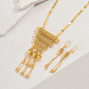 Elegant Geometric Brass Tassels Earrings & Necklaces Set for Women's Party and Banquet PN8542-3