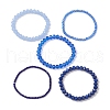 5Pcs 5 Styles Faceted Round Glass Beaded Stretch Bracelet Sets BJEW-JB10423-04-4