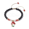 6mm Round Natural Lava Rock & Glass Braided Bead Bracelets BJEW-JB10667-3