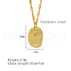 Stainless Steel Textured Oval Pendant Necklaces QQ8734-1-3